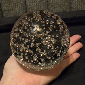 Blown Clear Glass 3.5" Bubble Sphere Paperweight
